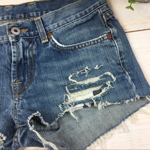 Lucky Brand distressed patched denim shorts 24/25 - Picture 3 of 6
